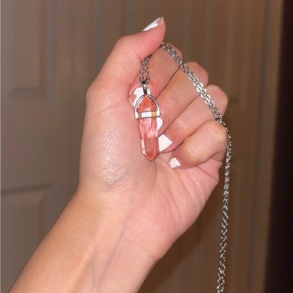 Handmade strawberry quartz necklace - Picture 3 of 5